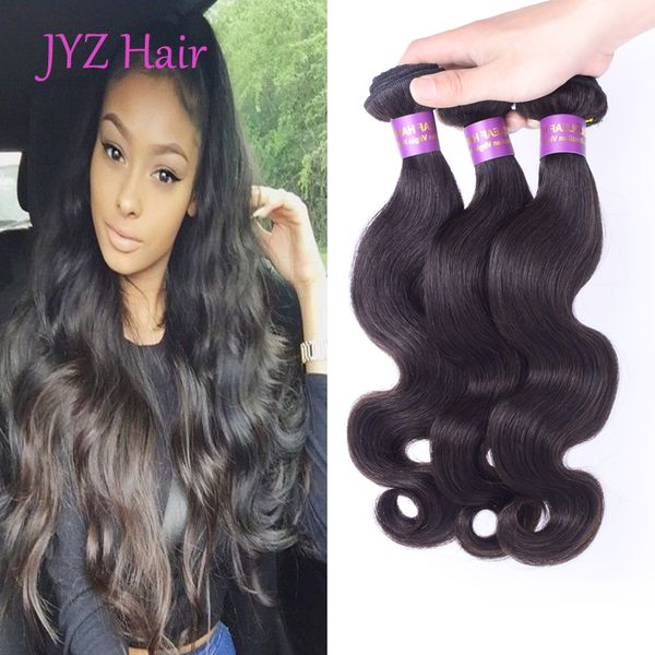 

great quality body wave malaysian peruvian brazilian indian virgin human hair wefts 3 bundles natural color human hair weave extensions, Black