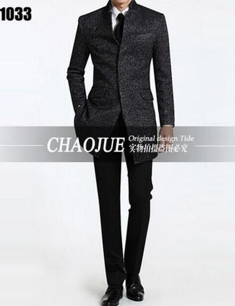 

european and american fashion style fine han edition men winter long contracted hidden placket windbreaker cloth coat /s-5xl, Black