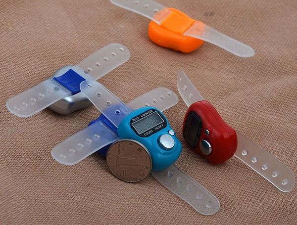 

dhl 100pcs mini hand hold band tally counter lcd digital screen finger ring electronic head count tasbeeh tasbih