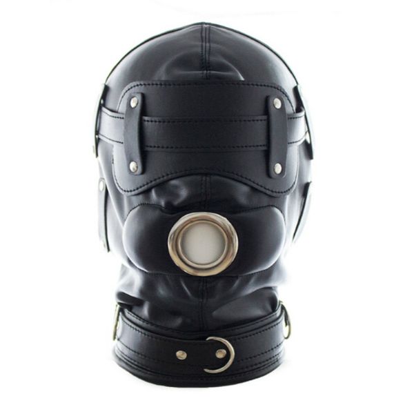 

mask games products funny black soft fetish pu leather restraints headgear hood mask slave men erotic toys