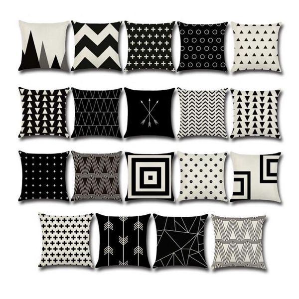 Halloween Black White Pillow Case Christmas Geometry Cushion