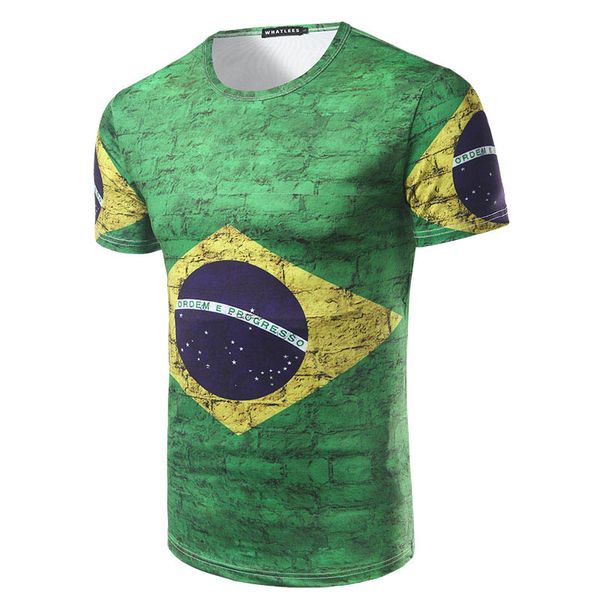 

wholesale- flag of brazil world cup printing t-shirt casual short-sleeved t-shirts 3d printed t shirt men women tee shirt high quality, White;black