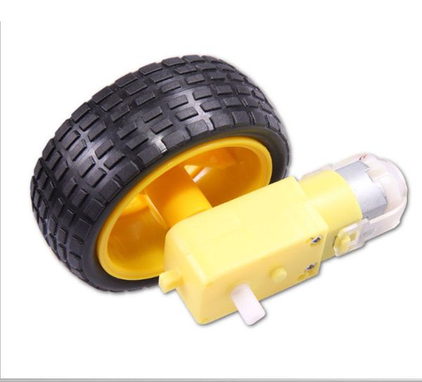 

wholesale-1x for arduino smart car robot plastic tire wheel with dc 3-6v gear motor