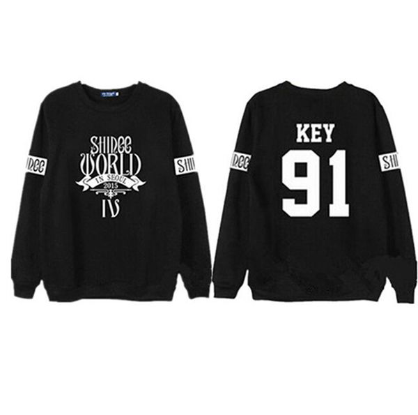 

wholesale- shinee concert fans supportive hoodies kpop taemin min ho o neck black white sweatshirt pullover polerones mujer