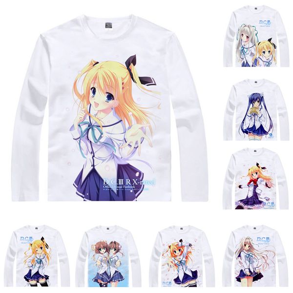 

anime shirt da capo iii t-shirts multi-style long sleeve ricca morizono himeno katsuragi cosplay motivs kawaii shirts, White;black