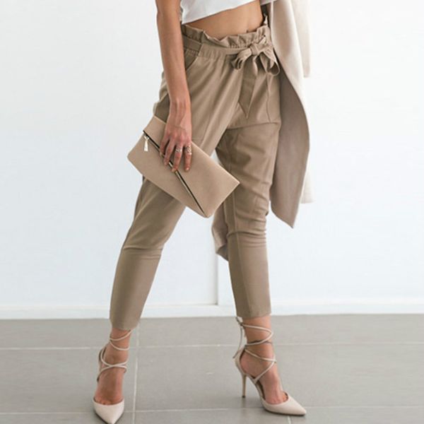 

womens ol chiffon high waist harem pants women stringyselvedge summer style casual pants female 2016 new black trousers, Black;white