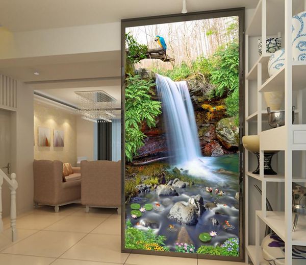 Cascata di montagna piscina primavera di pittura scenario sfondo murali 3d carta da parati carta da parati 3D per la TV sullo sfondo