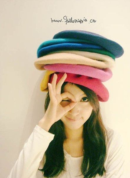 

wholesale-pure color beret lady's hat fashion beret, Blue;gray