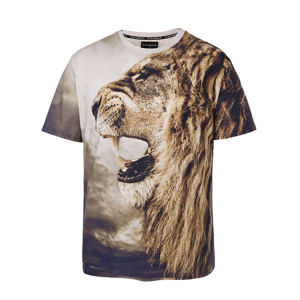 

large size mens t shirts male brand t shirts tees short sleeve breathable sweat coats summer clothing lion printing 3d 2017, White;black