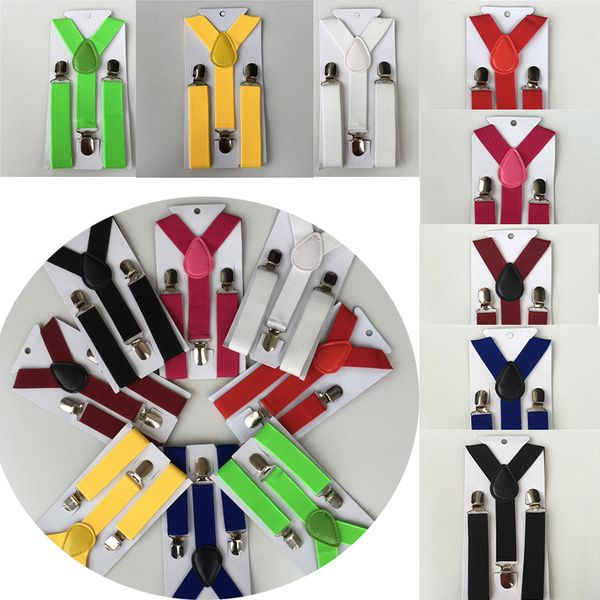 

wholesale- 8 color new kids suspenders braces elastic adjustable boys solid color straps etbd002, Black;white
