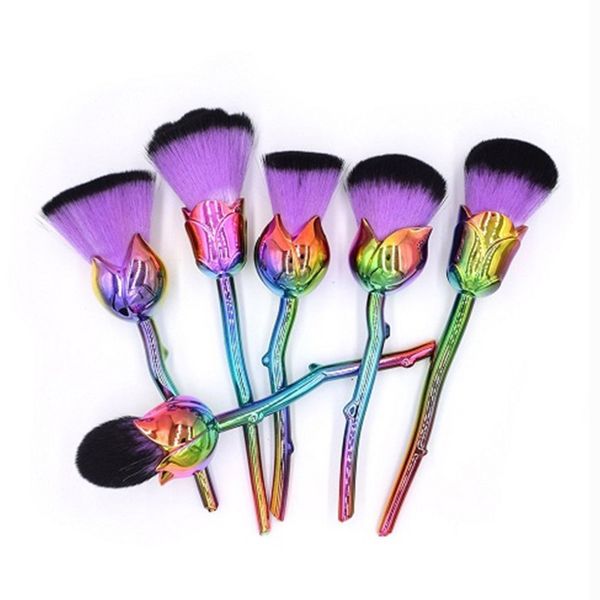 

new rose flower 6pcs a set makeup brush kits professional powder 3 colors oval makeup brush cosmetic foundation bb cream powder blush