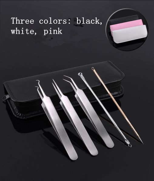 

upgraded version new facial cleansing blackhead acne cleaning tool 5pcs leather case (three colors