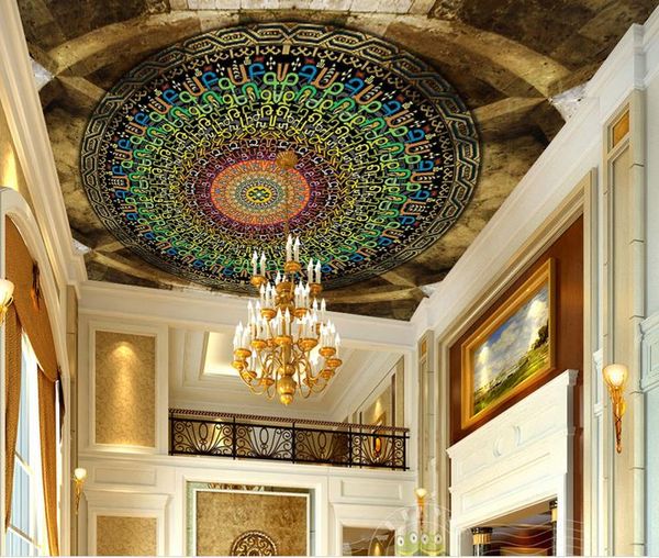 Custom 3d Ceiling Colorful English Circle Circle 3d Wallpaper For