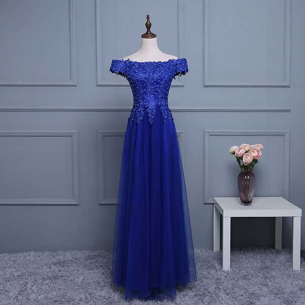 

бато шеи кружева тюль вечернее платье royal blue 2018 короткие рукава вечерние платья зашнуровать, Black;red