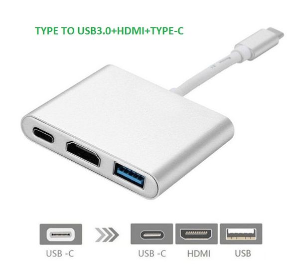 

тип-c к hdmi usb-c usb 3.1 цифровой многопортовый адаптер 4k женский 2 порта usb 3.0 концентратор usb-c otg зарядное устройство для macbook