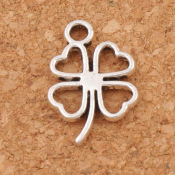 

open clover leaf charms pendants 300pcs/lot antique silver jewelry findings & components diy l368 11.3x17mm tibetan silver, Bronze;silver
