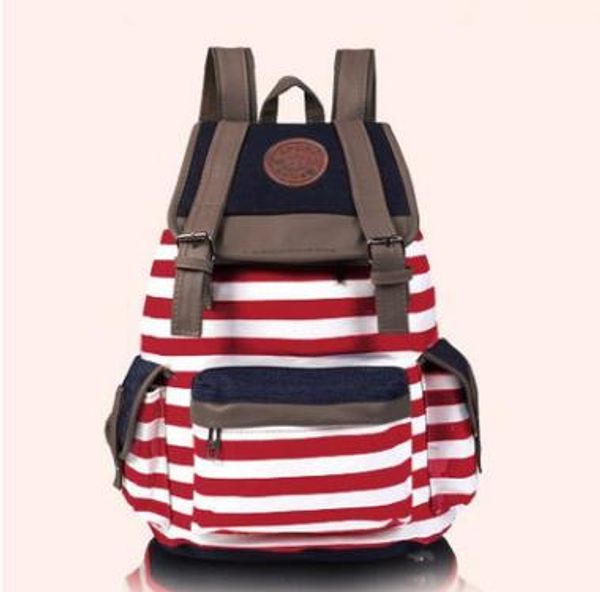 

s5q women's hasp striped bookbag accessories travel rucksack women chirstmas school bag satchel canvas backpack aaacyv236u