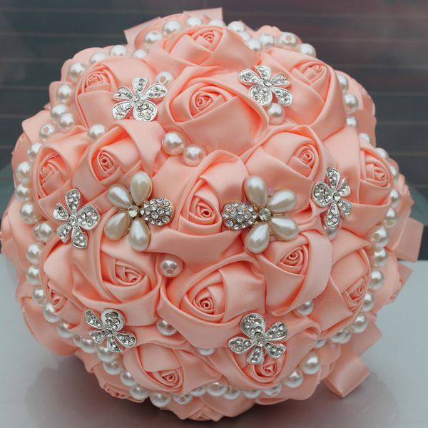 Acheter Bouquet De Mariage Rose Pâle Bouquet De Mariée Bouquet De Mariée Fleur Artificielle Perle Cristal Doux 15 Bouquet De Quinceanera W225 3 De