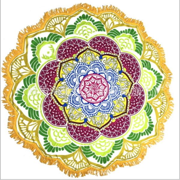 

новый дизайн круглого mandala пляжное полотенца гобелен открытое одеяло бросьте yo-га мат bohemian салфетки индийского полиэстер полотенце p