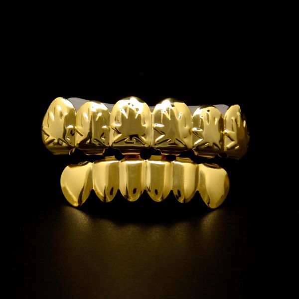 VERAMENTE BRILLANTE! Foglia d'acero placcato in oro reale con denti hip-hop ghiacciati Top Grillz Regalo per feste di Natale di Halloween