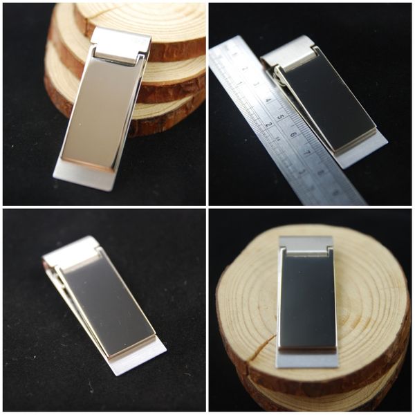 

2.44"*0.87" silver classic brushed stainless steel slim cash money clip credit card holder christmas gift cash holder c108l, Black