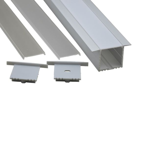 10 x 1 m Sätze/Los Al6063 T-Typ-LED-Aluminium-Streifenprofil und Aluminium-Streifen-Lichtdiffusor für Wand-Deckeneinbauleuchten