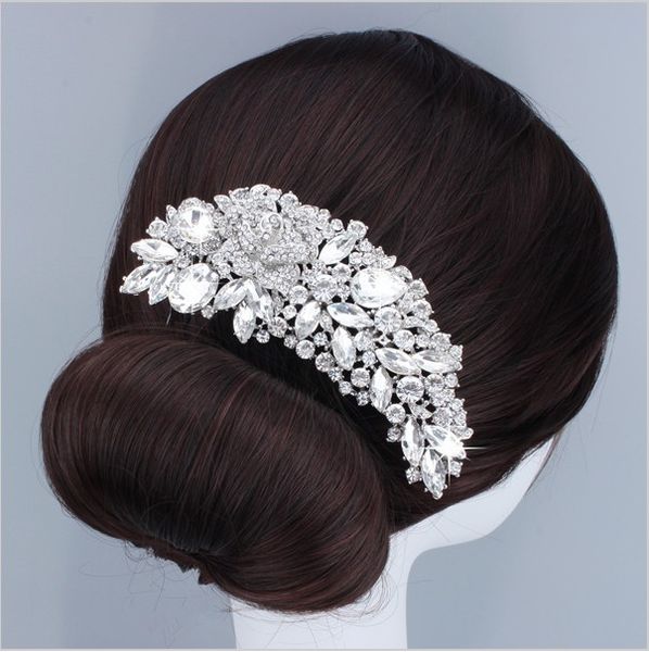 silver flower hair clip