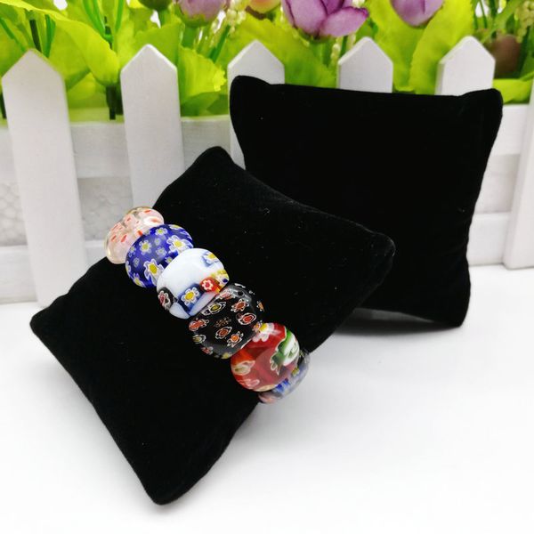 

10 pcs velvet jewelry bracelet watches display pillow 2 colors 85 mm, Black;white
