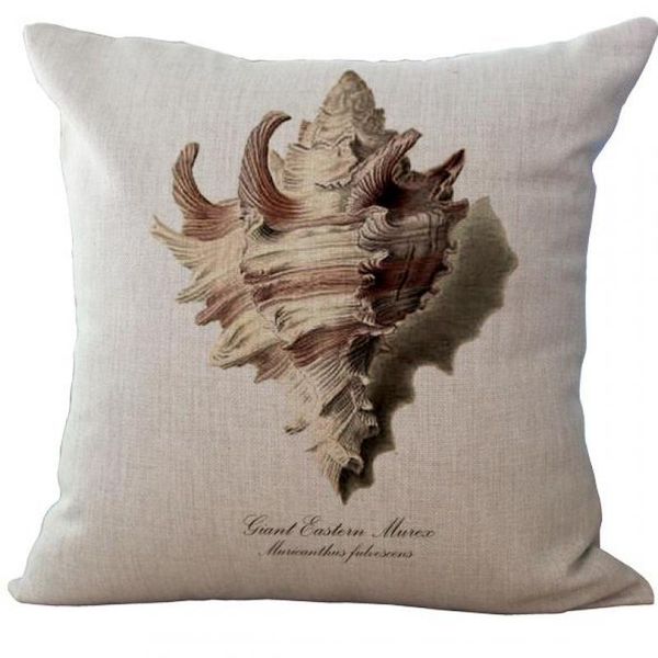 

wholesale- new hand painted ocean series coral starfish hippocampus conch pattern linen throw pillow case square 45*45 cm