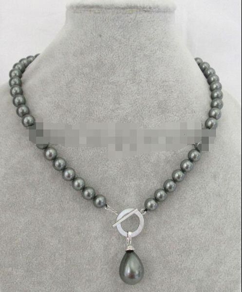 

18" 8 мм идеально круглый павлин черный юг морские раковины жемчужное ожерелье