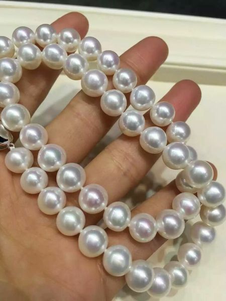 

fine pearls chain gorgeous natural 12mm south sea white pearl necklace 19", Silver