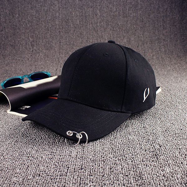 

wholesale- mens snapback hats solid color iron ring decor cotton hats women kpop simple baseball caps 2017 new fashion accessories, Blue;gray