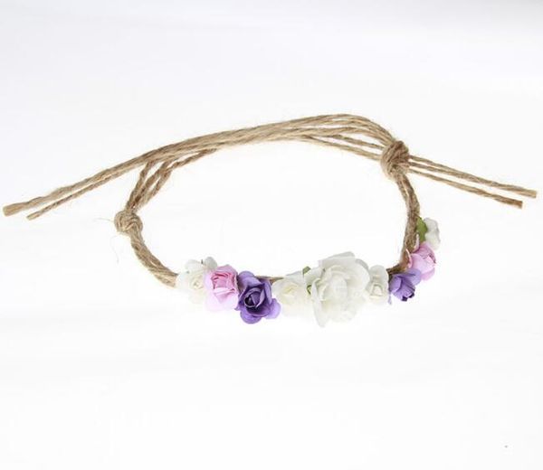 

fashionable beautiful multi colors flower headbands with hemp rope hairband for kids diy crafts hair yh639, Slivery;white