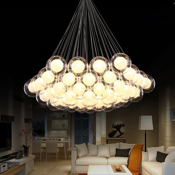 Lâmpadas pendentes Modern Art Glass Chandelier LED Light para sala de estar Bar AC85-265V G4 Lâmpada de suspensão Luminárias