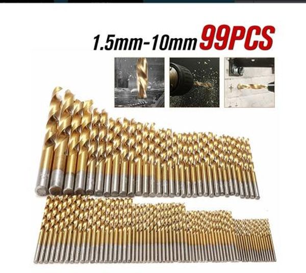 UK 99pcs Drill Bits Titanium Coated HSS Metal High-Speed Steel Set Tool