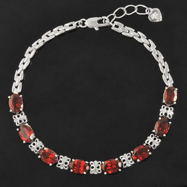 

luxurious natural garnet bracelet 925 solid sterling silver ct garnet silver bracelet garnet stone jewelry for woman, Golden;silver