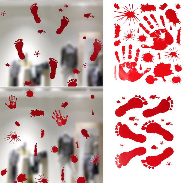 

Halloween window wall car blood ticker decoration cary bloody foot handprint party dripping blood decal fe tive upplie