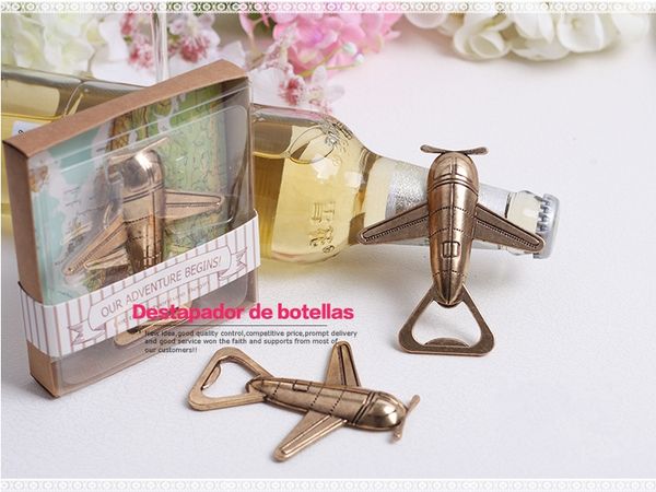 

wedding favor gift giveaways for guest fashion beer bottle opener"let the adventure begin" airplane bottle opener party souvenir, Black