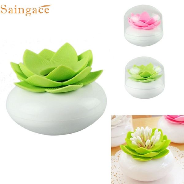 

wholesale- e25 apr 11 chic lotus flower cotton bud holder toothpick case cotton swab box vase decor