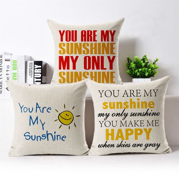 You Are My Sunshine Cushion Cover Lover Family Gift Printed
