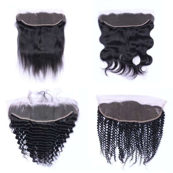 

brazilian virgin hair body wave 13x4 lace frontal remy hair straight loose deep wave kinky ear to ear lace closure human hair exrensions, Black;brown