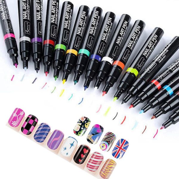 

wholesale-2016 diy decoration nail art pen for 3d nail art nail polish pen 3d design tools painting pen manicure tools 24 colors pick 1, Red;pink