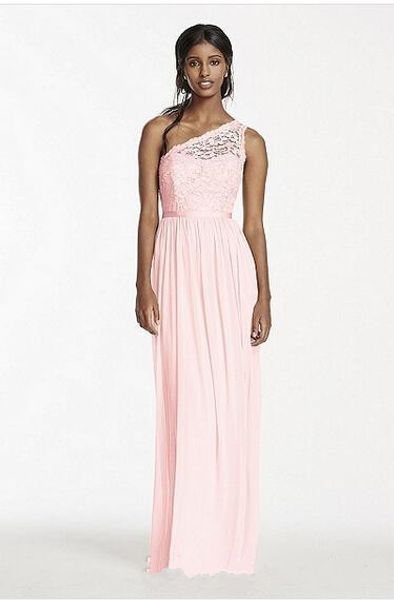 

2017 new one shoulder corded lace applique long a line bridesmaid dress summer sleeveless mesh skirt style custum made, Blue;red