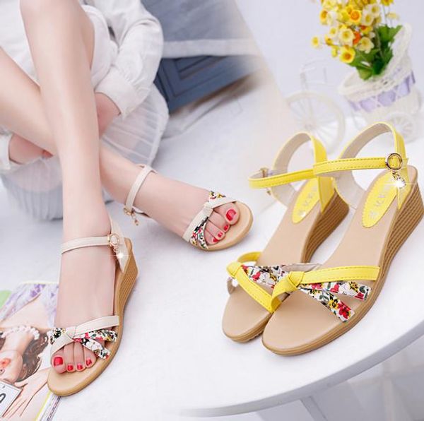 

summer lady new thick soles sandals candy color female sandals, Black