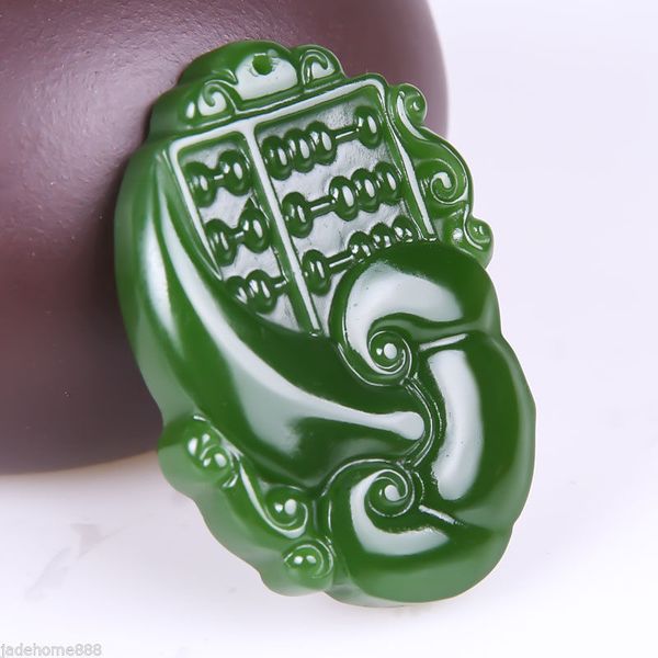 

100% natural nephrite hetian jade jasper ruyi abacus jade pendant necklace, Silver