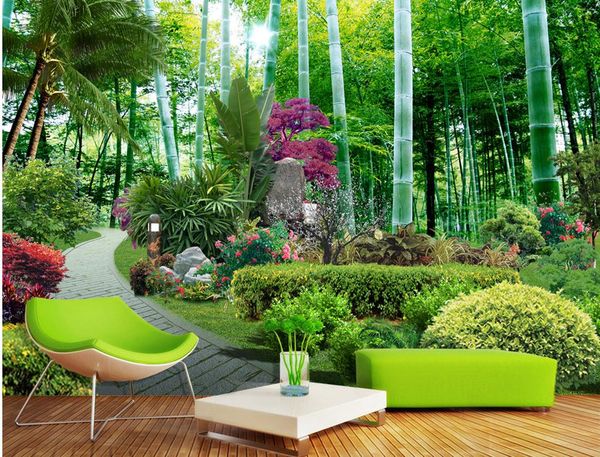 

classic 3d european style garden bamboo forest fresh tv backdrop