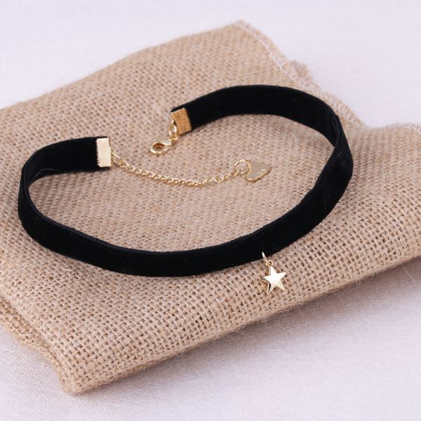 

everfast 10pc/lot tiny mill finish star pendant black korea velvet rope choker collar necklace female collier bijoux girls gift efn005v, Silver
