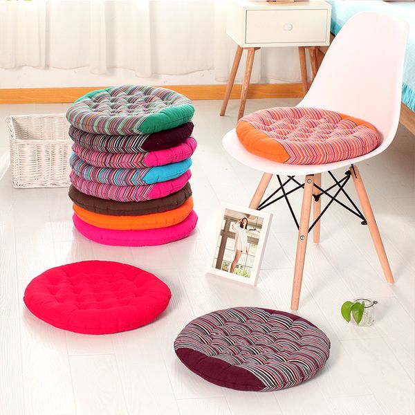 2017 New Coarse Cloth Round Chair Cushions Striped Candy Color
