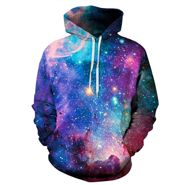 Wholesale-novo 2016 espaço colorido galaxy hoodies moletons 3d nebulosa em toda a impressão com capuz Pullovers Casaco com capuz homens mulheres sportswear