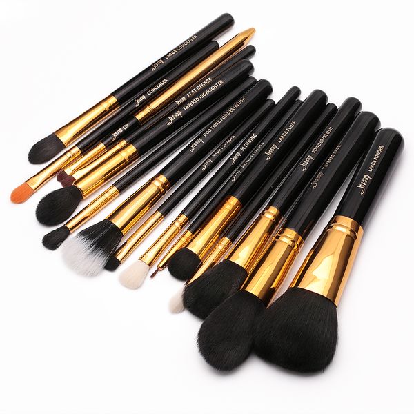 

jessup pro 15pcs makeup brushes set powder foundation eyeshadow eyeliner lip brush tool black and gold cosmetic brush tools